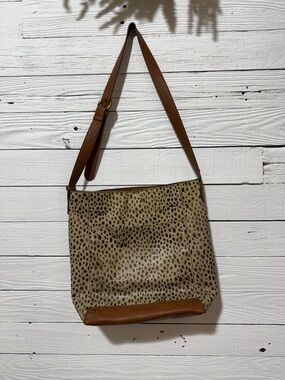 Leopard Print Crossbody Shoulder Bag in Brown and Tan